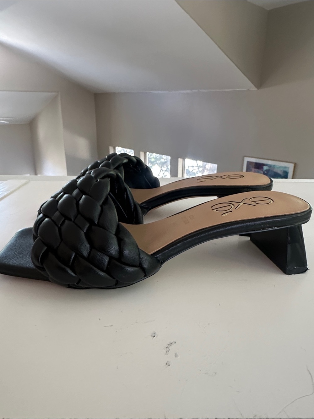 exe blackAngela woven shovel heel shoes 36 6